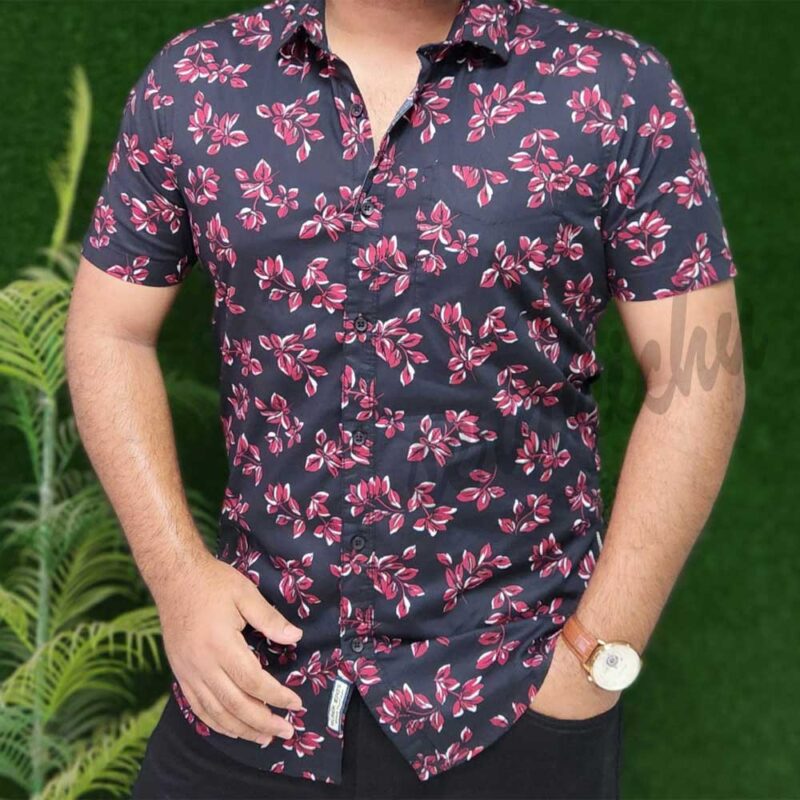 Floral Print Half Shirt