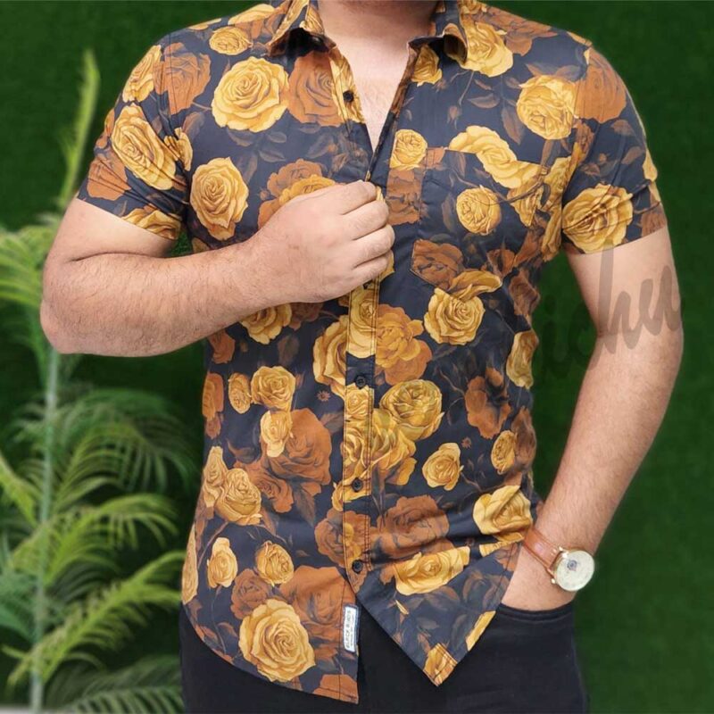 flower printed half shirt